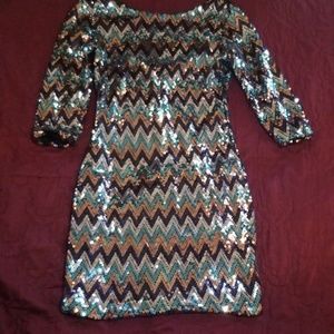 Love Reign zig zag sequin night out dress
